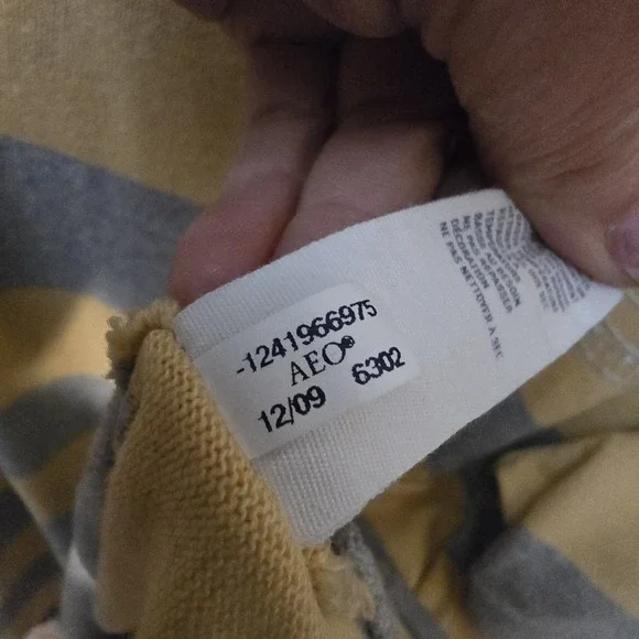 Vtg 90s Y2K American Eagle Polo Shirt Mens XL Yellow Stripes Patch Preppy Grunge - Picture 13 of 14
